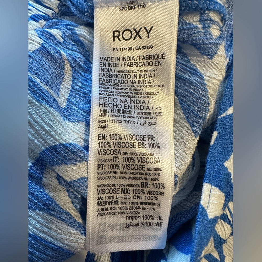 Roxy Blue and White‎ Tropical Wide Leg Pants Size M NWT - Picture 7 of 10
